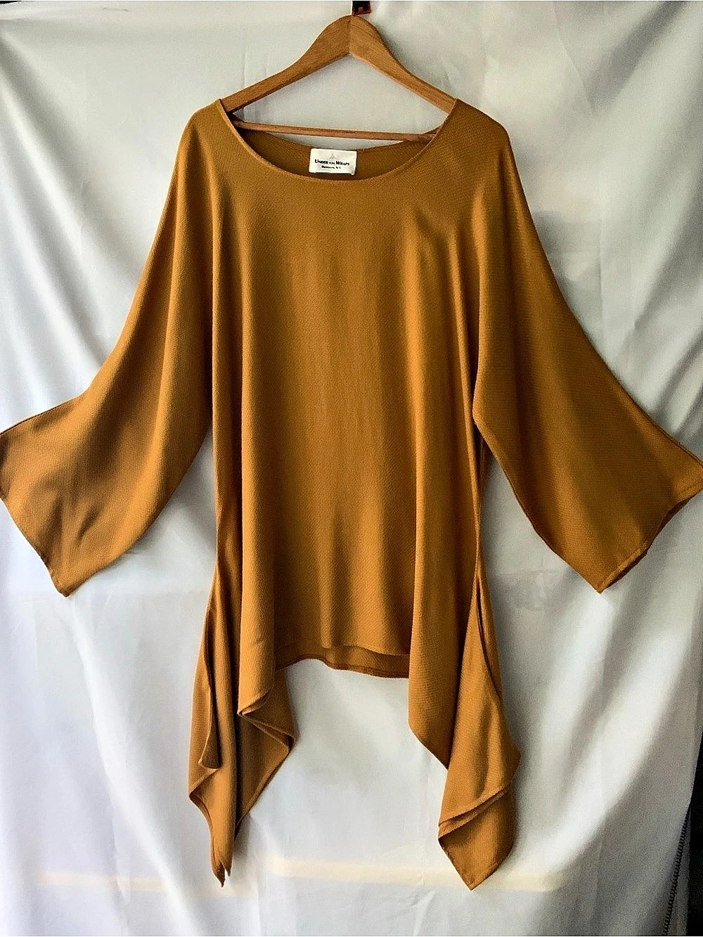 Under Wraps Asymmetrical Afrocentric Graphic Kaftan Tunic Mustard Art-To-Wear